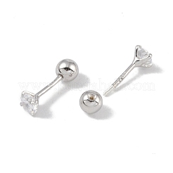 Anti-Tarnish Rhodium Plated 999 Fine Silver Cubic Zirconia Cartilage Earrings for Women&nbsp;EJEW-S215-28P