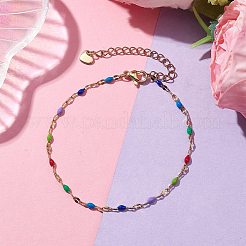 304 Stainless Steel Enamel Link Chains Bracelets for Women&nbsp;BJEW-JB10326