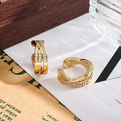 Rack Plating Brass Micro Pave Clear Cubic Zirconia Cuff Earrings for Women&nbsp;EJEW-C125-24C-G