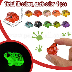 40Pcs 10 Colors Luminous Resin Frog Display Decorations&nbsp;RESI-SP0001-40