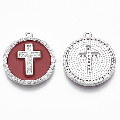 Brass Micro Pave Cubic Zirconia Pendants&nbsp;KK-R130-035-02P-NF
