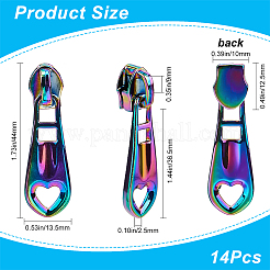 14Pcs Hollow Heart Zinc Alloy Zipper Head Replacement&nbsp;FIND-GF0005-69