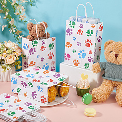 Rectangle with Paw Print Pattern Paper Storage Bags with Handle&nbsp;ABAG-WH0046-38A