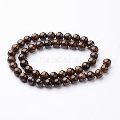 Round Natural Bronzite Bead Strands&nbsp;G-J346-09-8mm
