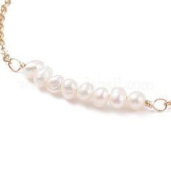 3Pcs 3 Color Natural Pearl Beads Link Bracelet with 304 Stainless Steel Cable Chains for Women&nbsp;BJEW-JB08002