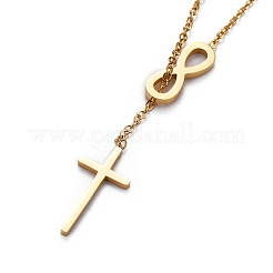 304 Stainless Steel Cable Chains Lariat Necklaces&nbsp;X-NJEW-F267-17G