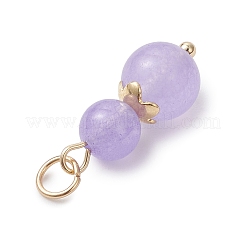3Pcs 3 Styles Natural Dyed Malaysia Jade & Amethyst Round Beaded Pendants&nbsp;PALLOY-JF04701-08