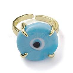 Lampwork Evil Eye Open Cuff Ring&nbsp;RJEW-M147-01LG-02