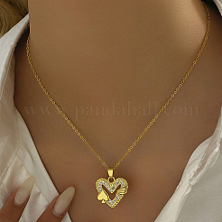 Brass Micro Pave Cubic Zirconia Pendant Necklaces&nbsp;EB4525-2