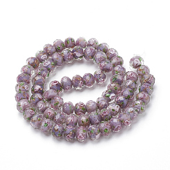Handmade Gold Sand Lampwork Beads Strands&nbsp;LAMP-R141-8mm-08