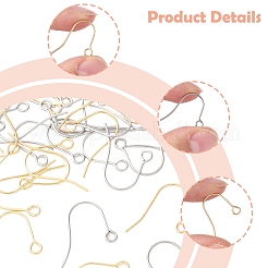 100Pcs 2 Colors 304 Stainless Steel Earring Hooks&nbsp;STAS-FS0001-74