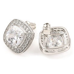 Cubic Zirconia Rhombus Stud Earrings&nbsp;EJEW-I304-15P