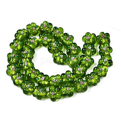 Handmade Silver Foil Lampwork Beads Strands&nbsp;FOIL-T004-02D