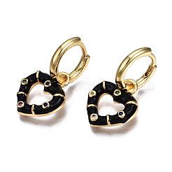 Brass Micro Pave Cubic Zirconia Huggie Hoop Earrings&nbsp;EJEW-T014-46G-NF
