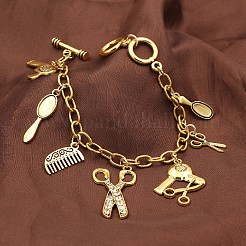 Vintage Alloy Hairdresser Tool Multi Charm Bracelets&nbsp;WGD715F-01