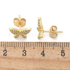 Brass Micro Pave Clear Cubic Zirconia Stud Earrings&nbsp;EJEW-M076-02G-02