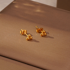 Simple 304 Stainless Steel Three Ball Stud Earrings&nbsp;QM6993