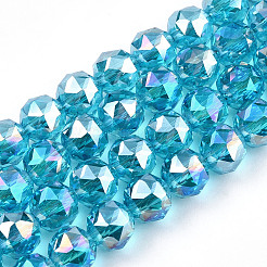 Electroplate Transparent Glass Beads Strands&nbsp;EGLA-N002-34C-M