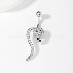 Stylish Snake Stainless Steel Micro Pave Clear Cubic Zirconia Navel Rings&nbsp;UK0800