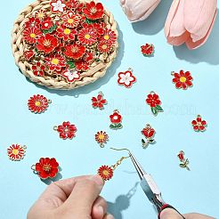 60Pcs 15 Styles Alloy Enamel Pendants&nbsp;ENAM-CJ0006-46