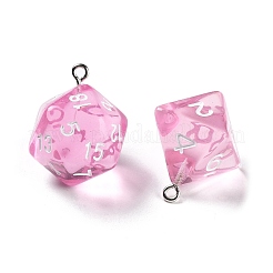 7 Styles Transparent Resin Polyhedral Dice Pendants Set&nbsp;RESI-A029-01D