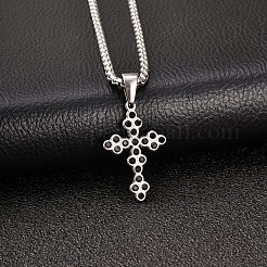 Gothic 304 Stainless Steel Pave Black Cubic Zirconia Pendant Necklaces&nbsp;WGE3449-01