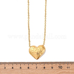 304 Stainless Steel Textured Heart Pendant Cable Chain Necklaces&nbsp;NJEW-U026-10G