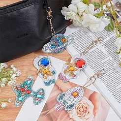 DIY 5D Astronaut & Planet & Rocket Diamond Painting Keychain Kit&nbsp;DIY-WH0195-70A