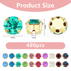 480pcs Glass Sew on Rhinestone&nbsp;FIND-HS0001-62B