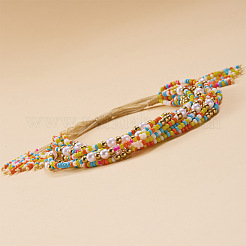 Bohemian Style Glass Seed Beaded Braided Bead Bracelets&nbsp;FS-WG2B627-01
