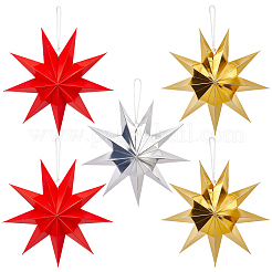 6Pcs 3 Colors Paper Star Pendant Decorations&nbsp;HJEW-GF0001-66A