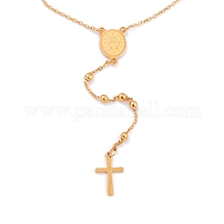 304 Stainless Steel Rosary Bead Necklaces For Religion&nbsp;X-STAS-B021-02G