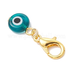 10Pcs Flat Round Handmade Evil Eye Lampwork Pendant Decorations&nbsp;HJEW-JM03489-02