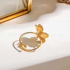 304 Stainless Steel Open Cuff Rings for Women&nbsp;RJEW-K296-03G