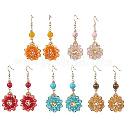 Flower Glass Seed Beads Dangle Earrings&nbsp;EJEW-MZ00697