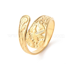304 Stainless Steel Open Cuff Rings for Women&nbsp;RJEW-K309-05G