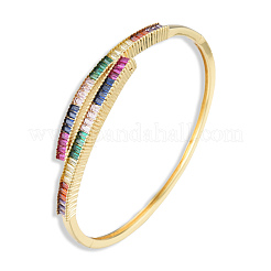 Colorful Cubic Zirconia Hinged Bangle&nbsp;BJEW-N014-008