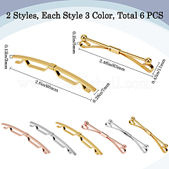6Pcs 6 Styles Brass Tie Clips for Men&nbsp;FIND-GF0006-84
