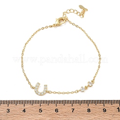 Brass Micro Pave Clear Cubic Zirconia Link Bracelets&nbsp;BJEW-E114-01D-G