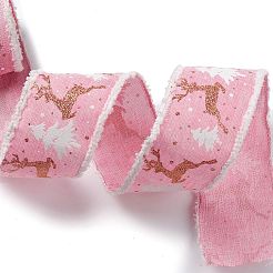 Christmas Theme Wired Linen Ribbon&nbsp;OCOR-G013-01A