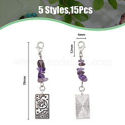 Rectangle with Tarot Pattern Alloy Pendant Decoration&nbsp;HJEW-AB00381