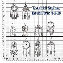 40Pcs 10 Styles Tibetan Style Alloy Tassel Pendants&nbsp;TIBE-PH0002-64