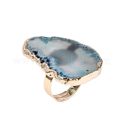 Natural Agate Cuff Rings&nbsp;RJEW-Q035-02G