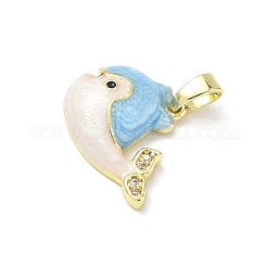 Brass Micro Pave Cubic Zirconia with Enamel Pendants&nbsp;KK-Z134-15G-02B