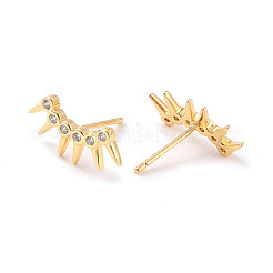 Clear Cubic Zirconia Curved Bar Stud Earrings&nbsp;EJEW-C023-06G