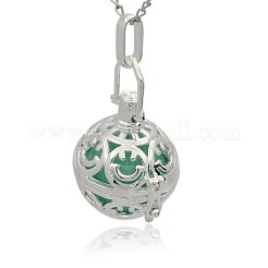 Silver Color Plated Brass Hollow Round Cage Pendants&nbsp;KK-J216-16S