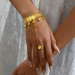 Elegant Middle Eastern Floral Brass Charm Bracelet with Coin Chains&nbsp;TF1222