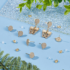 4 Pairs Brass Micro Pave Cubic Zirconia Flat Round Stud Earring Findings&nbsp;ZIRC-BBC0001-96