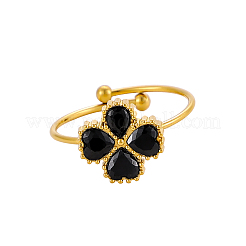 304 Stainless Steel Pave Cubic Zirconia Cuff Rings for Women&nbsp;STAS-OY012-50G