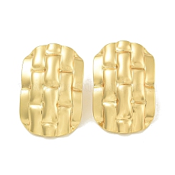 Texture Oval 304 Stainless Steel Stud Earrings for Women&nbsp;EJEW-K278-36G